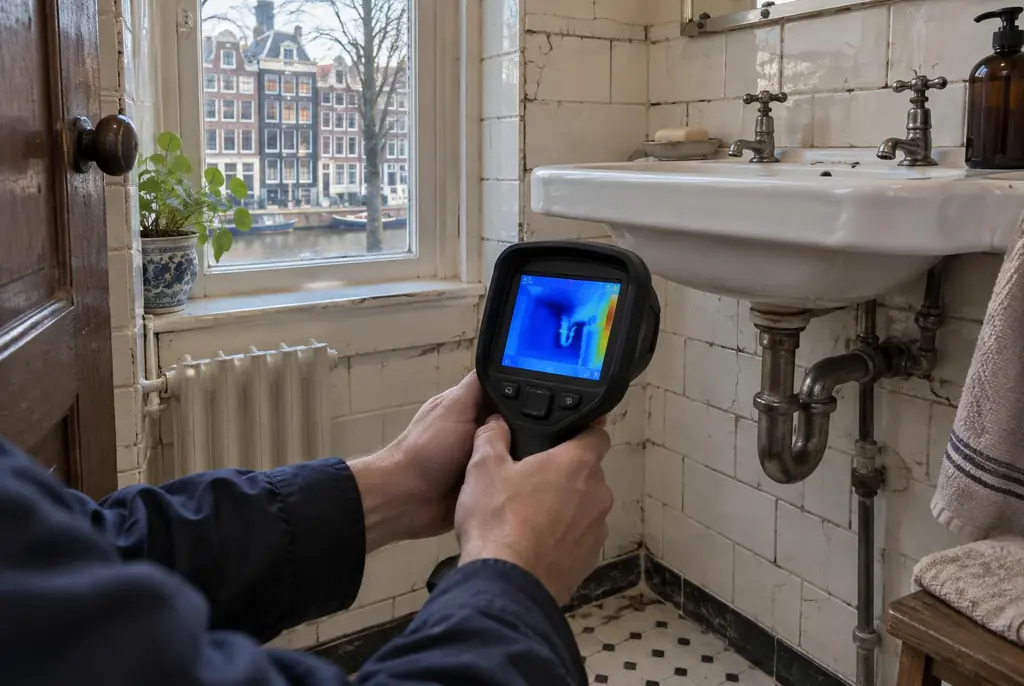 Lekdetectie Mijdrecht – badkamer met oude leidingen achter de tegels
