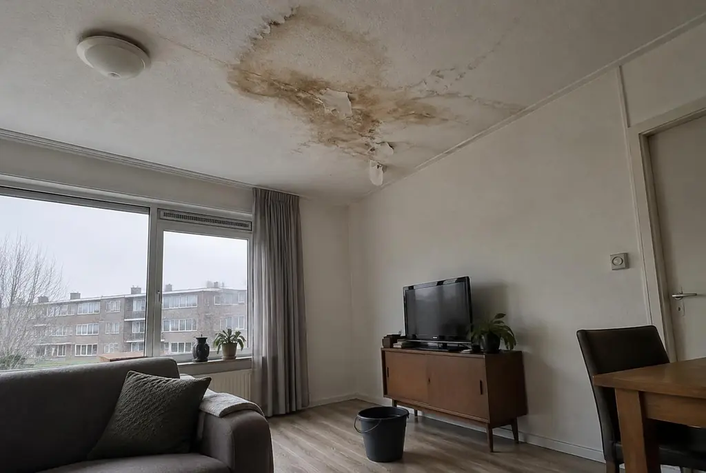 Lekdetectie Mijdrecht – vochtplek op het plafond onder een badkamer